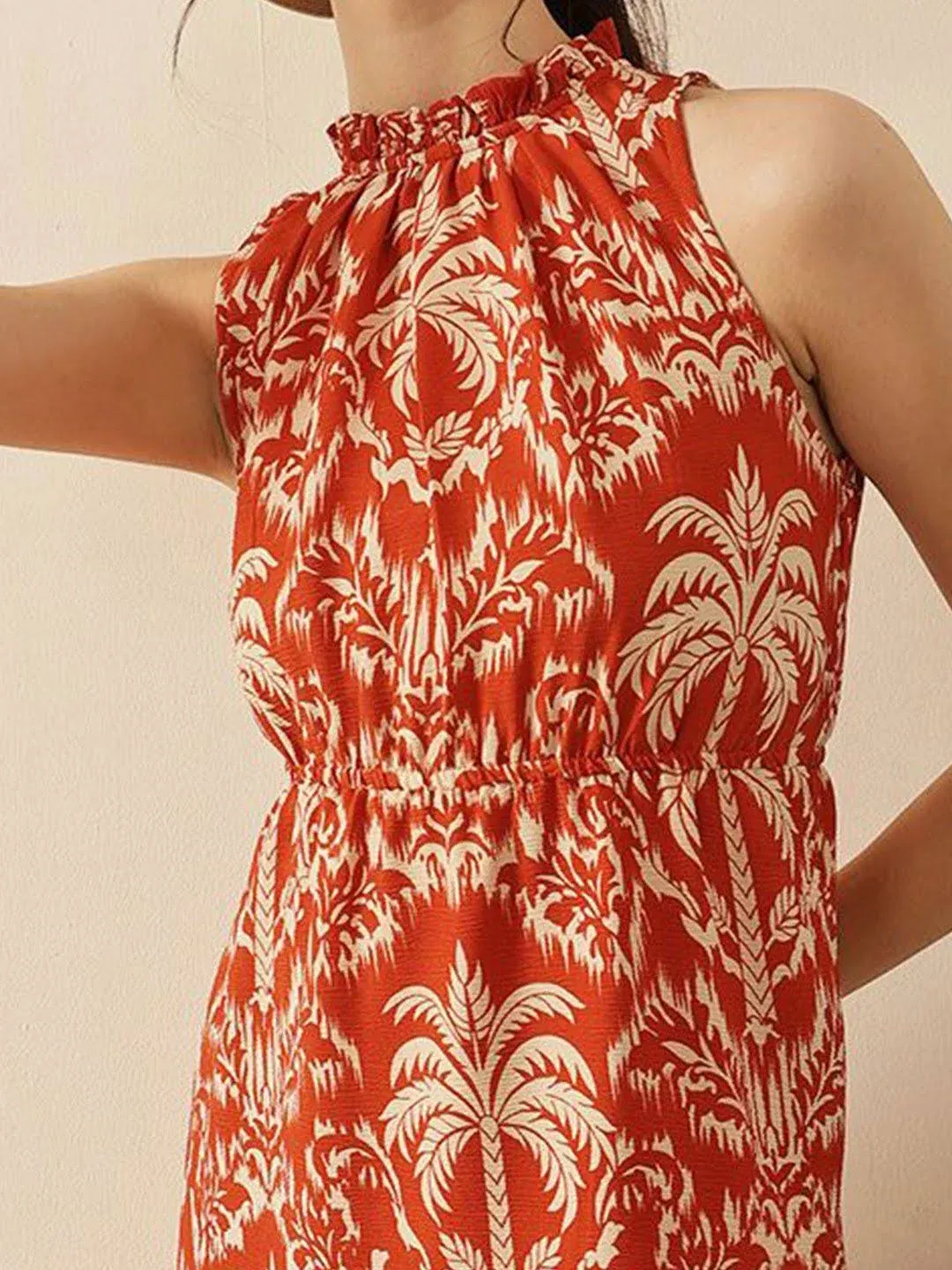 STREET 9 Women Tropical Print Halter Neck Tiered Cotton Fit & Flare Maxi  Dress(S) by Myntra | Reviews, Best price & Offers