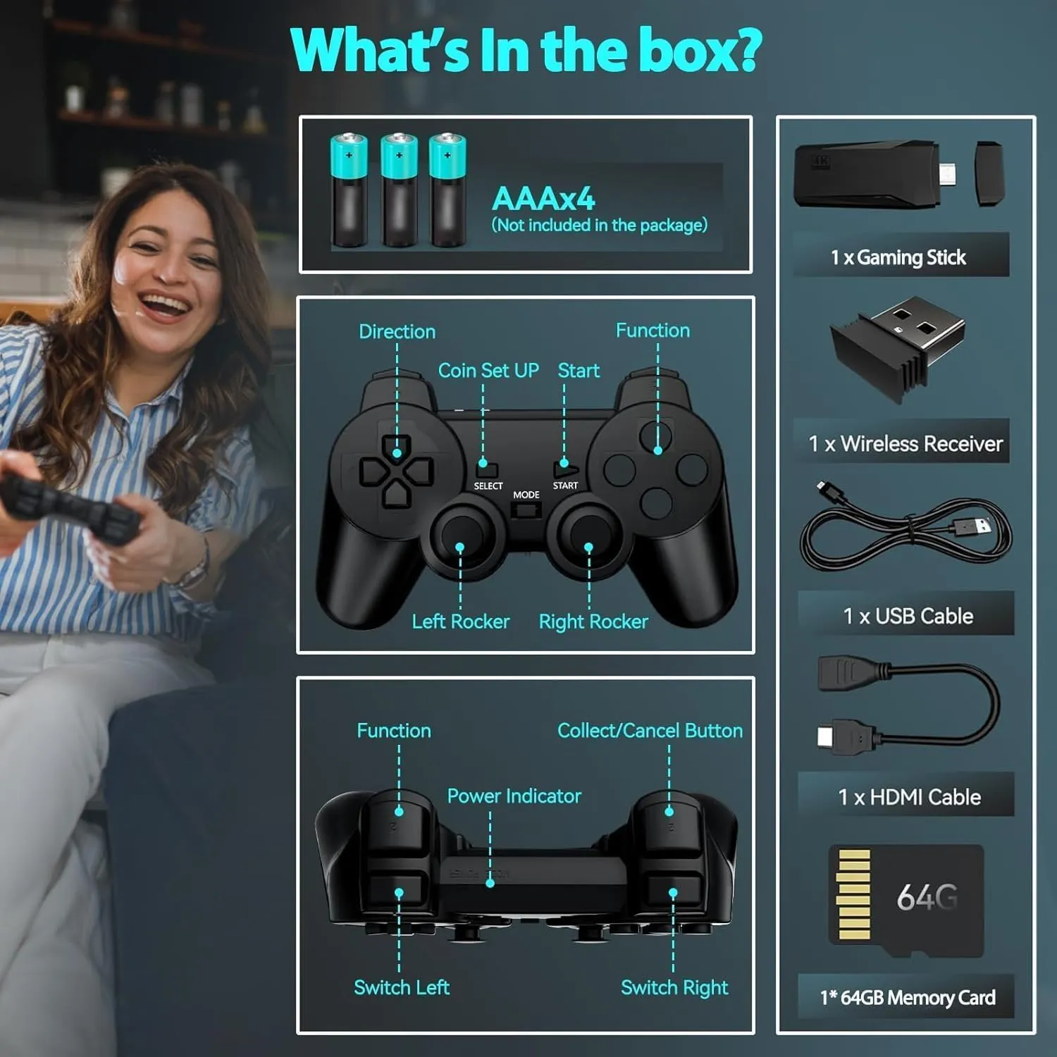 2025 LAISHUNN Nuevo Juego Stick 4k 30.000 Juegos, Consola de juegos Retro integrada Más de 30 2025 LAISHUNN Nuevo Juego Stick 4k 30.000 Juegos, Consola de juegos Retro integrada Más de 30
