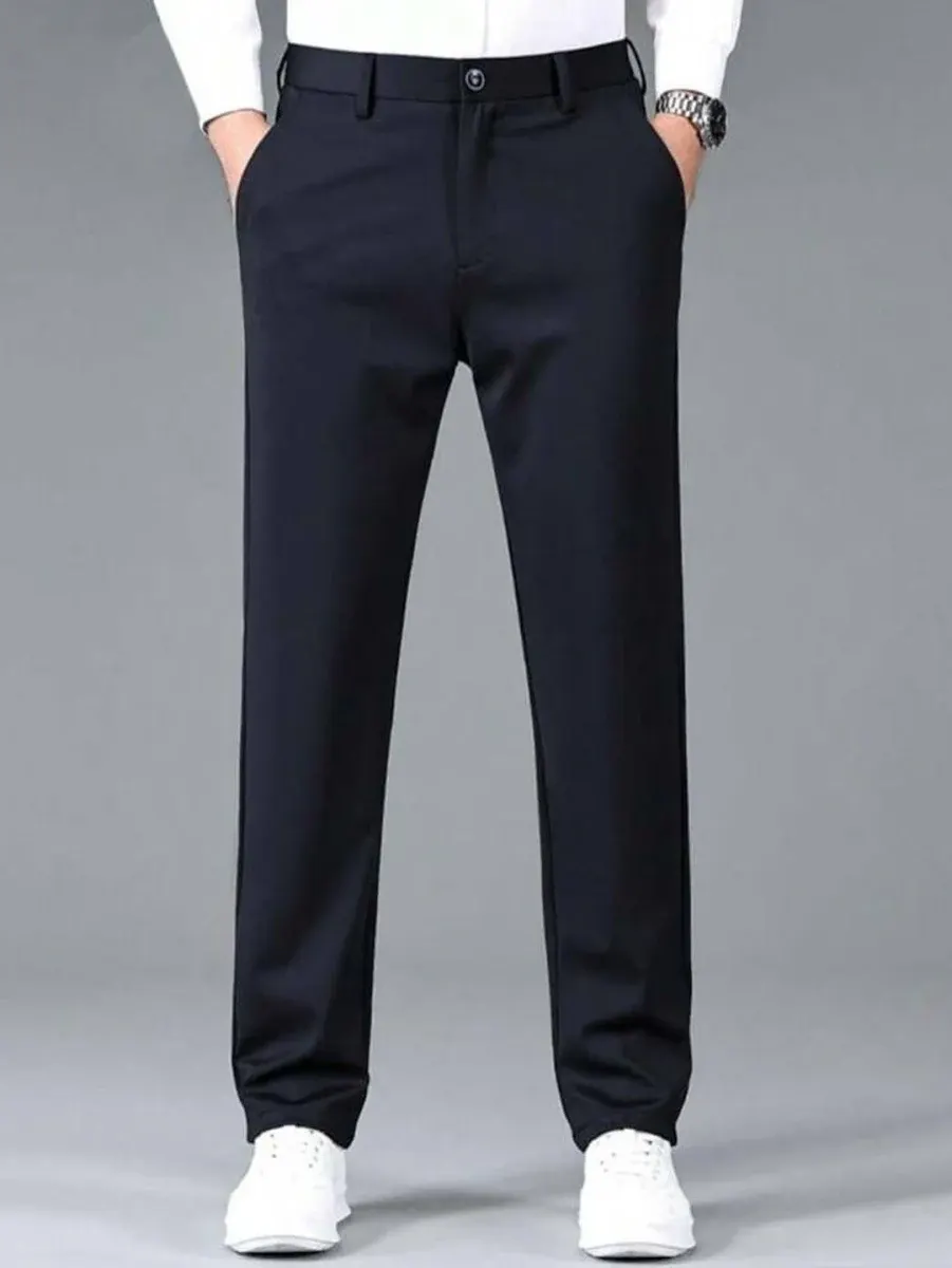 BROADSTAR Men Relaxed Straight Leg Mid-Rise Straight Fit Korean Pants ...