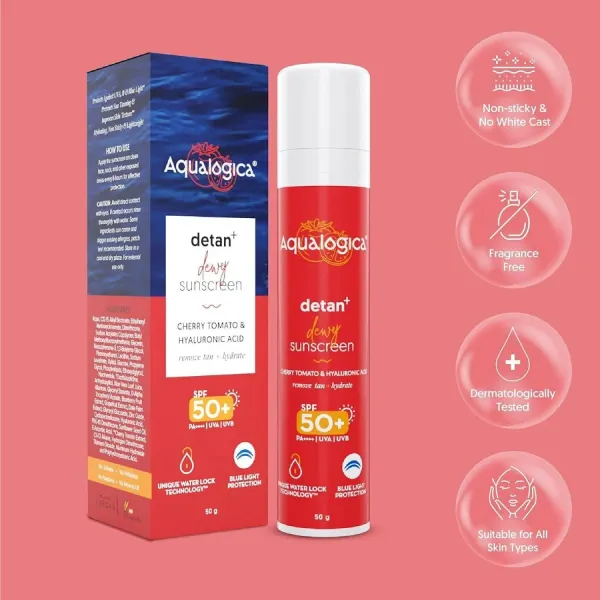 Aqualogica Aqualogica Sunscreen - Spf 50 Pa++++ Detan+ Dewy Sunscreen With Cherry Tomato & Hyaluronic Acid Pack Of 2 - image 3