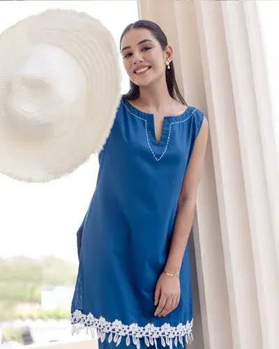 Aachho Aachho Women’s Blue Solid Cotton Coord Set - image 4