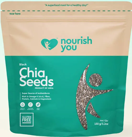 Nourish You Buy Organic Black Chia Seeds - Edible Seeds | Nourish You 1 kg Pack - image 1
