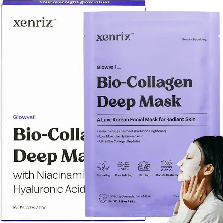 Xenrix Glowveil Bio-Collagen Deep Overnight Korean Face Mask