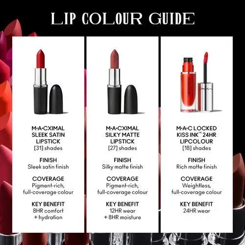 M·A·C M.A.C MACximal Satin Bullet Lipstick- Red | Hydrating, Plumps Lips, 8Hr Lasting | Cruelty-Free | 1 Pc | At Nykaa - image 6