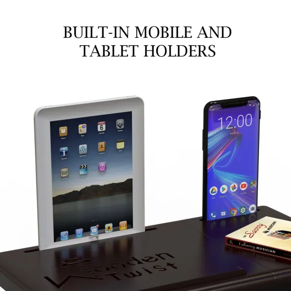 Flexi Wooden Laptop Table With Tablet & Mobile Holder (Brown) - image 9