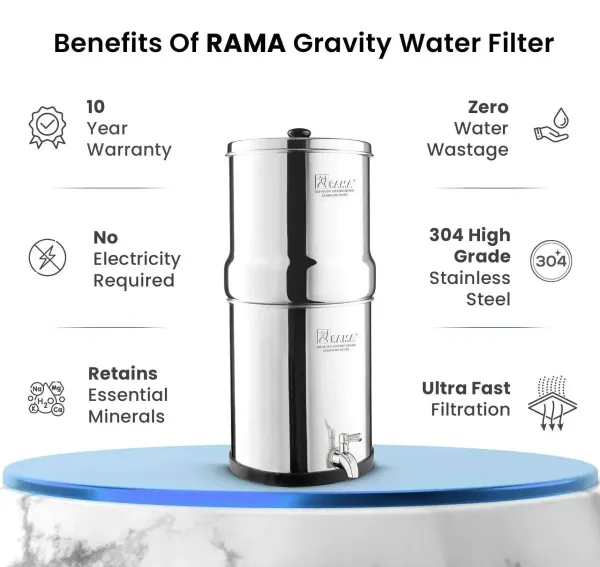 Rama Water Filter RAMA Gravity Water Filter with Carbon Candles, 17 Litres| Up to 4 people / 2 Candles l 8 Litres per hour / Vision Tap - image 7