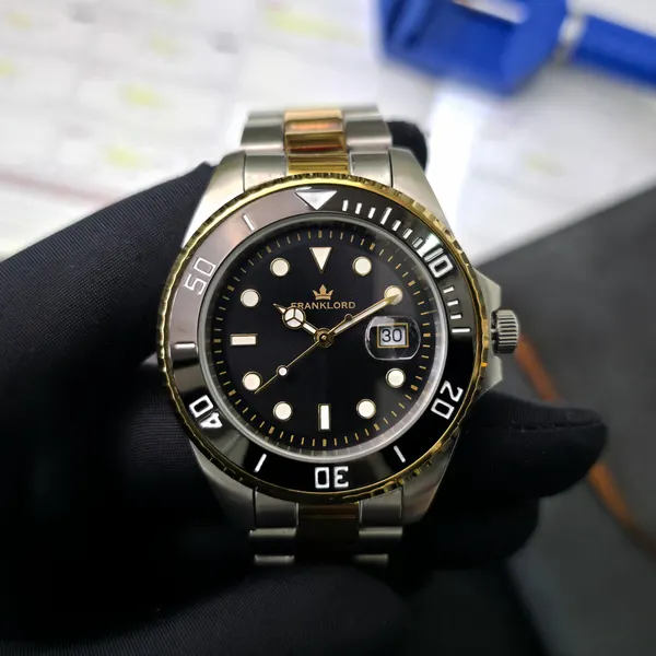 Franklord Franklord Regal Mariner – Onyx Gold | Black-Gold Stainless Steel Luxury Watch for Men - image 1