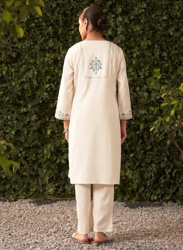 Lakshita Fashion Lily Pearl Ivory Embroidered Cotton Co-ord Set for Women M / Ivory - image 3