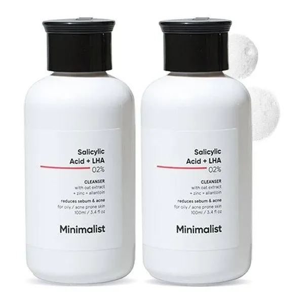  Minimalist Salicylic Acid + LHA 02% Cleanser for Oily / Acne Prone Skin 100ml pack of 2(Face Wash and Cleanser) - image 1