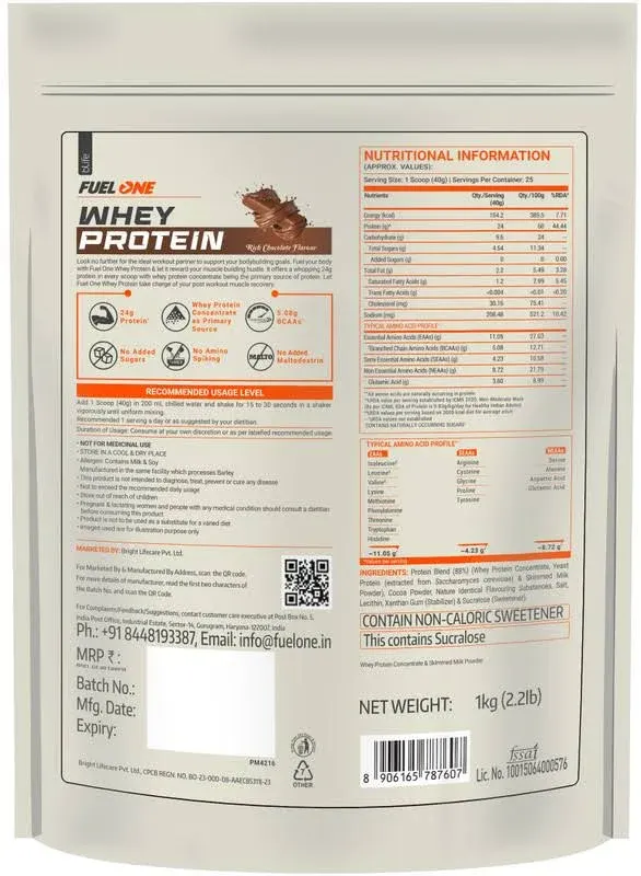 Flipkart Fuelone Whey Protein, 24g Protein, 5.08 G Bcaa & 3.60 G Glutamic Acid With Shaker, 500ml Whey Protein - image 3