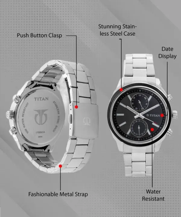 Titan Titan Men's NT1733NM01 Metropolitan Luxe black Two-Tone Steel Bracelet Watch - image 8