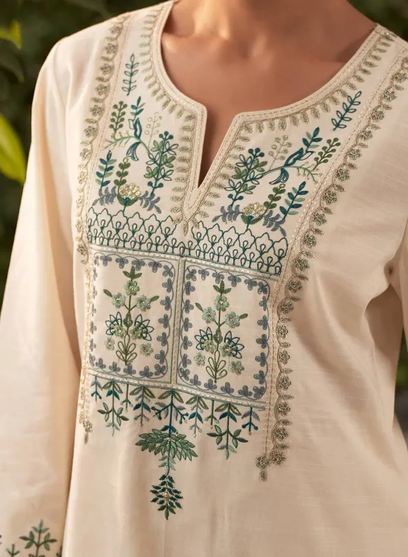 Lakshita Fashion Lily Pearl Ivory Embroidered Cotton Co-ord Set for Women M / Ivory - image 4