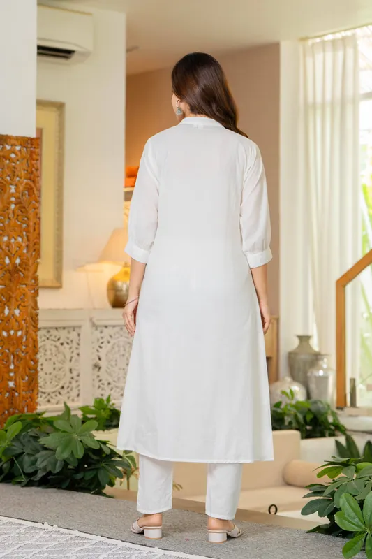 Style Jaipur Style Jaipur Women White Embroidered Cotton Co-Ord Set XXL-44 - image 4