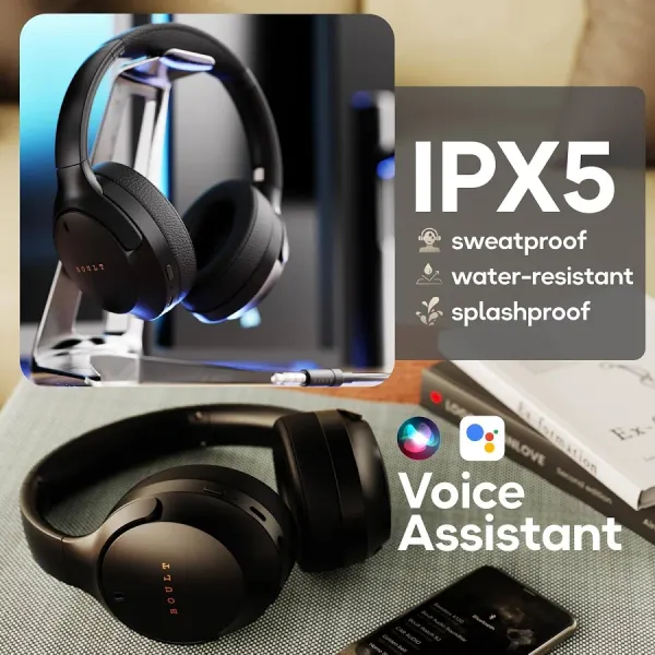 Boult Boult Q Over Ear Bluetooth Headphones with 70H Playtime, 40mm Bass Drivers, IPX5 Wireless Headphones (Black) - image 4