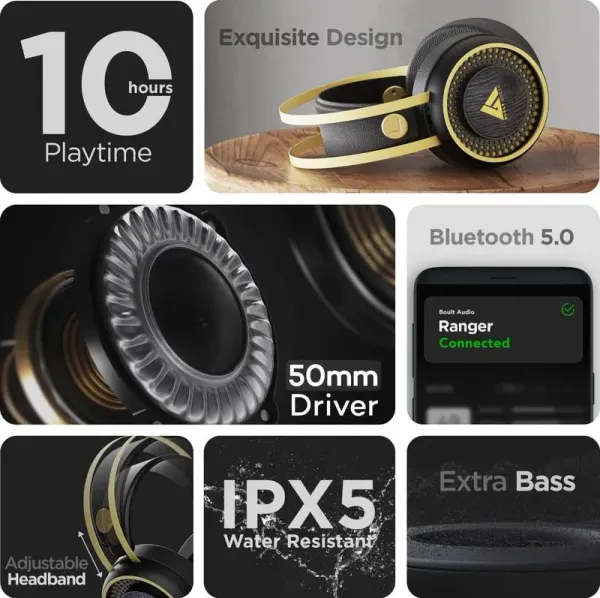 Boult Boult Audio ProBass Ranger Over-Ear Wireless Bluetooth Headphones - image 5