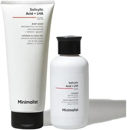 Amazon.in Minimalist Salicylic Acid Face Wash and Body Wash Combo | Anti Acne Cleanser + Shower Gel | For Oily, Acne-Prone Skin | Sulphate (SLS), Dye, & - image 1