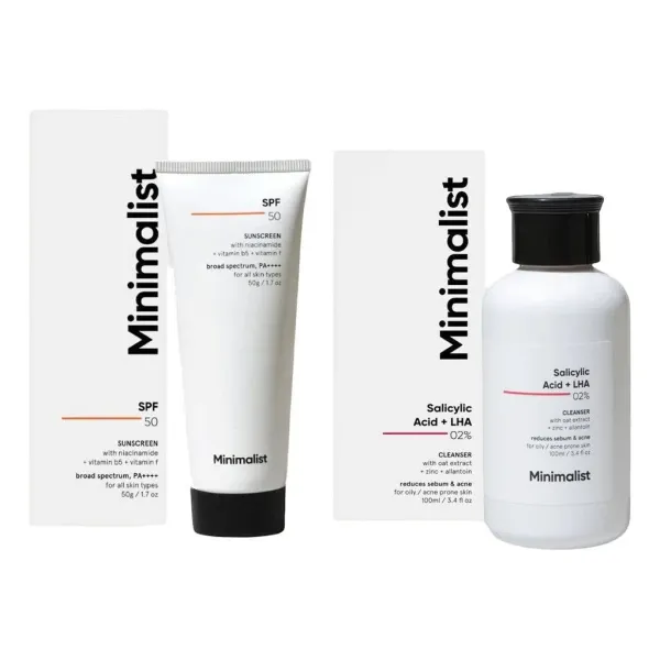  Minimalist 02% Salicylic Acid + Lha Face Cleanser(100ml) & Minimalist Spf 50 Pa++++ Multi- Vitamin Sunscreen Broad Spectrum No- White Cast Light - image 2