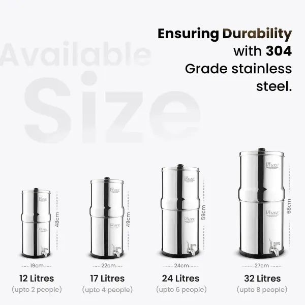 Rama Water Filter RAMA Gravity Water Filter with Carbon Candles, 17 Litres| Up to 4 people / 2 Candles l 8 Litres per hour / Vision Tap - image 3
