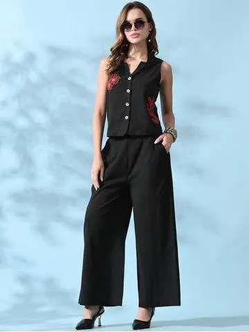 Cilory.com Black Embroidered Cotton Co-ord Set for Women - image 1