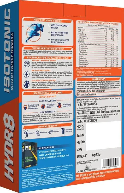 Flipkart Muscleblaze Fuel One Sports Hydr8 Isotonic Instant Energy Formula Nutrition Drink - image 8