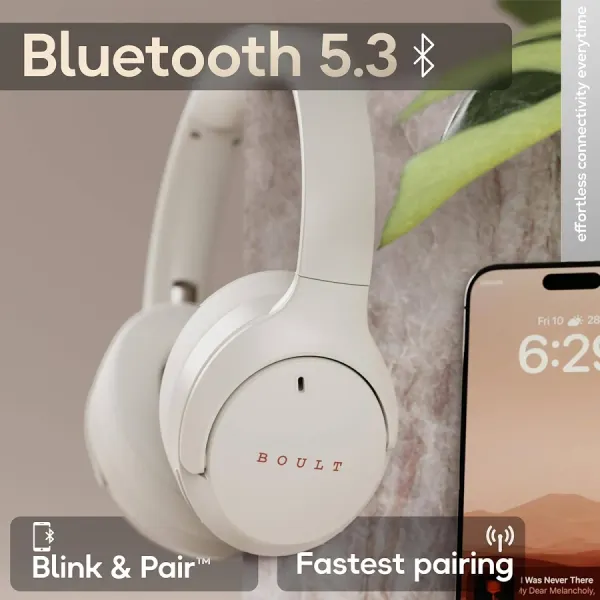 Boult Boult Q Over Ear Bluetooth Headphones with 70H Playtime, 40mm Bass Drivers, IPX5 Wireless Headphones (Beige) - image 2