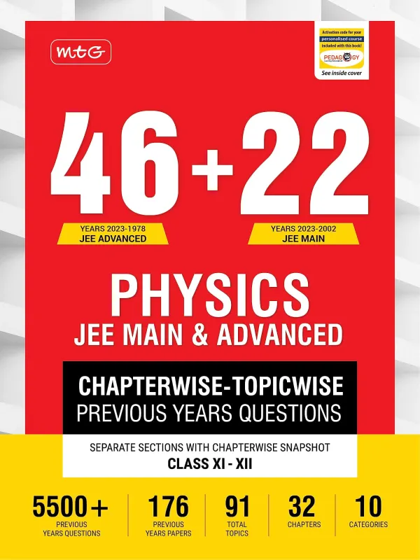 Bookscape MTG 46 + 22 Years JEE Main and IIT JEE Advanced Previous Years Solved Question Papers with Chapterwise Topicwise Solutions Physics Book JEE PYQ - image 1