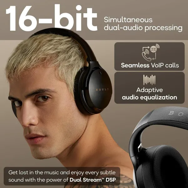 Boult Boult Q Over Ear Bluetooth Headphones with 70H Playtime, 40mm Bass Drivers, IPX5 Wireless Headphones (Black) - image 5