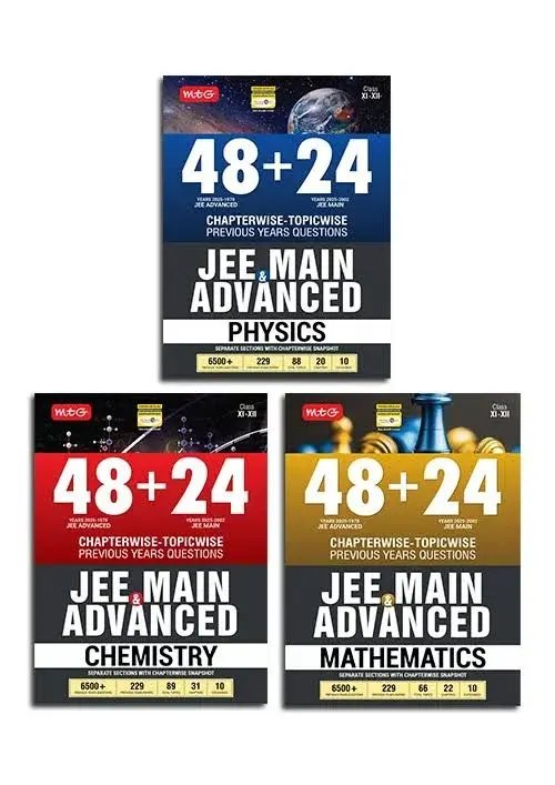 Booksfy MTG 48 + 24 Years JEE Main (2025-2002) and JEE Advanced (2025-1978) Physics Chemistry & Mathematics (Set of 3 Book) - image 1