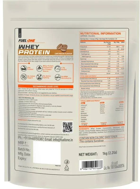 Flipkart Fuelone Whey Protein 24 G Protein, 5.29 G Bcaa & 4.2 G Glutamic Acid Whey Protein - image 3