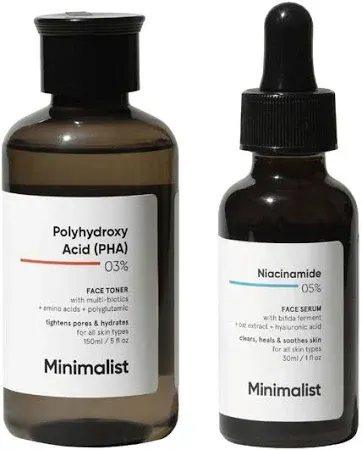 Myntra - MNow Minimalist Pore Minimizing Duo - PHA Face Toner 150 ml & Niacinamide Face Serum 30 ml - image 1