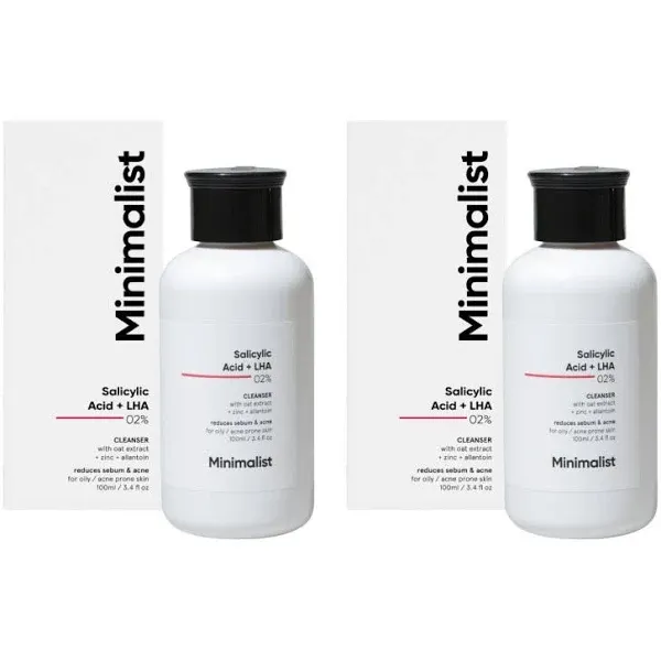  Minimalist Salicylic Acid + LHA 02 percent Face Cleanser - Pack of 2 - 2 x 100 ml - image 1