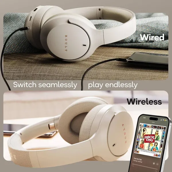 Boult Boult Q Over Ear Bluetooth Headphones with 70H Playtime, 40mm Bass Drivers, IPX5 Wireless Headphones (Beige) - image 3