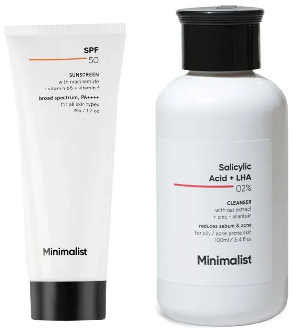Minimalist Minimalist Set Of SPF 50 Sunscreen & Salicylic Acid Face Wash - 30g + 100ml (Pack) by Myntra - image 1