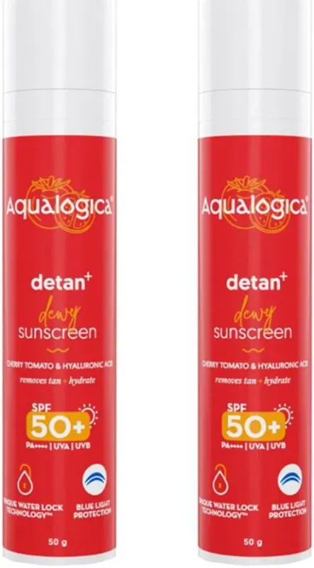 Aqualogica Aqualogica Set of 2 Detan+ Dewy SPF 50+ Lightweight No White Cast Sunscreen - 50 g each (Pack) by Myntra - image 1