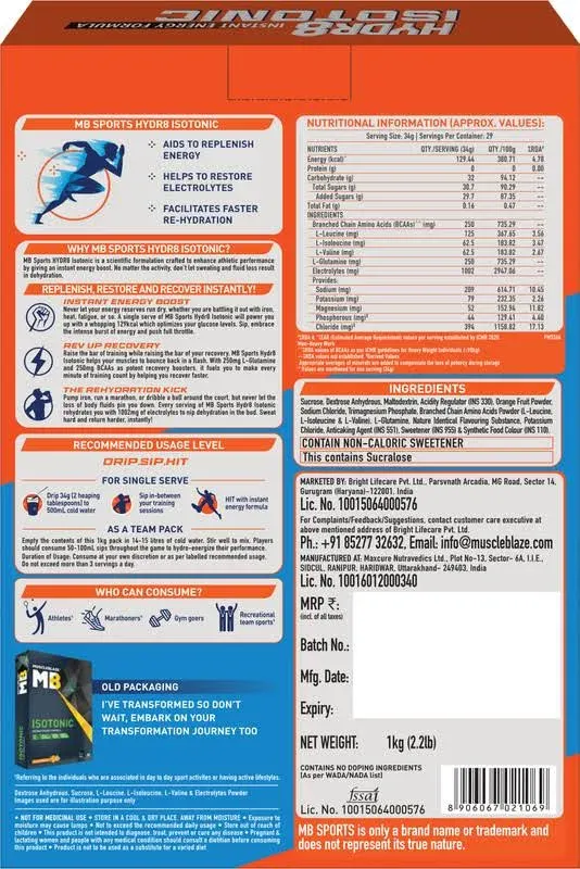 Flipkart Muscleblaze Fuel One Sports Hydr8 Isotonic Instant Energy Formula Nutrition Drink - image 4