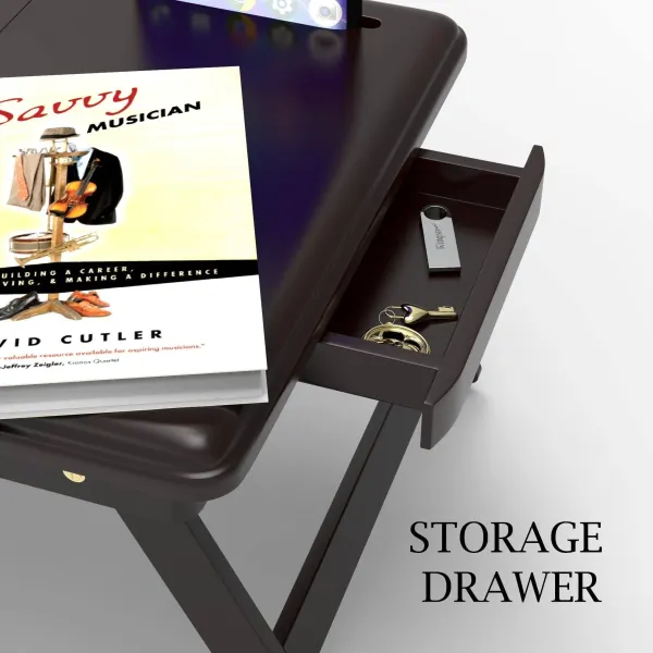 Flexi Wooden Laptop Table With Tablet & Mobile Holder (Brown) - image 10