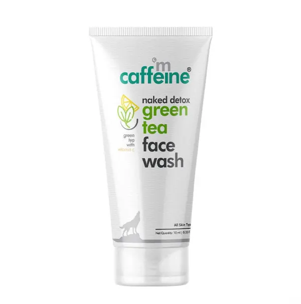 mCaffeine mCaffeine Green Tea Face Wash Liquid for All Skin Types - SLS Free, 10ml Tube | best face washes minimalist salicylic face cleanser exfoliates skin - image 2