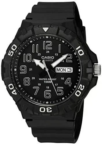  Casio MRW200H Series Watches for Men Analog Black Sporty Design 100 Meter Water Resistance Date Display Rotary Bezel Regular Time Keeping HR, - image 1