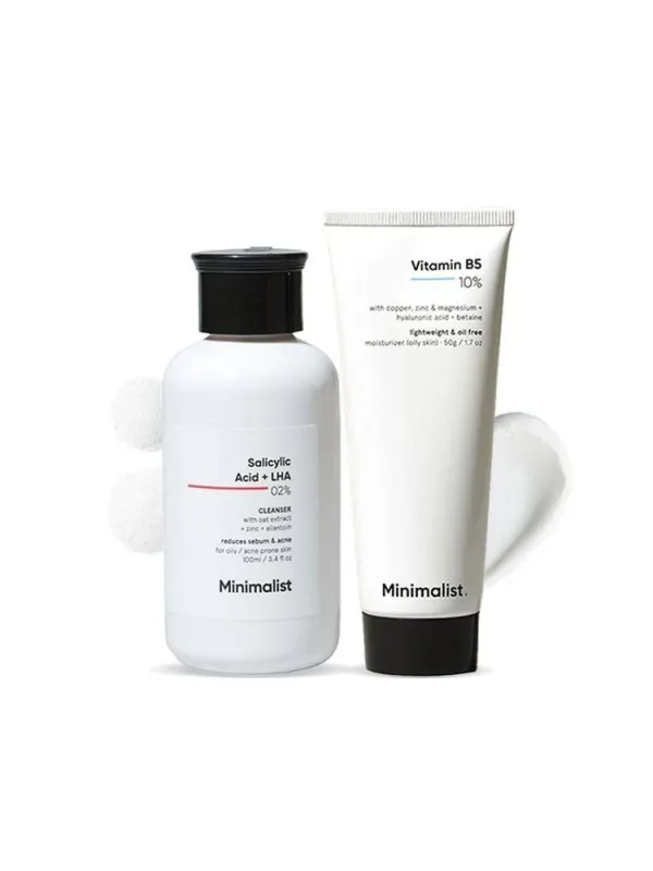 Purplle.com - Purplle Shop Minimalist Acne Control Skin Care Kit: Cleanser & Moisturizer with Salicylic Acid & Vitamin B5 - image 2