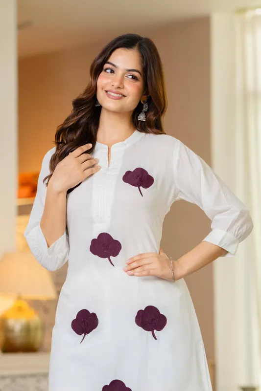 Style Jaipur Style Jaipur Women White Embroidered Cotton Co-Ord Set XXL-44 - image 5