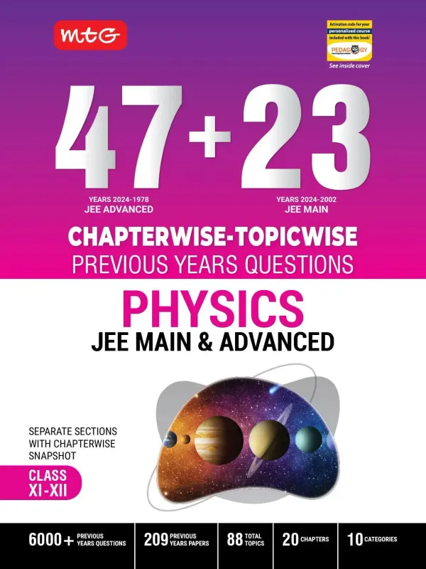 Snapdeal MTG 47 + 23 Years JEE Main (2024-2002) and JEE Advanced (2024-1978) Chapter-wise Topic-wise Previous Years Solved Question Papers Physics Book – JEE - image 1