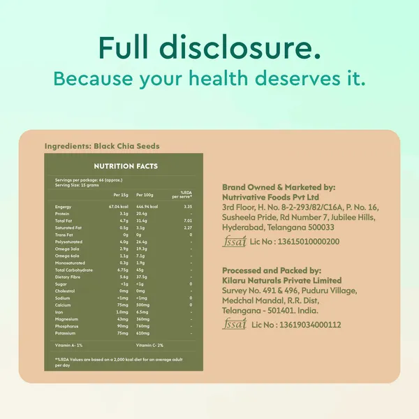 Nourish You Buy Organic Black Chia Seeds - Edible Seeds | Nourish You 1 kg Pack - image 3