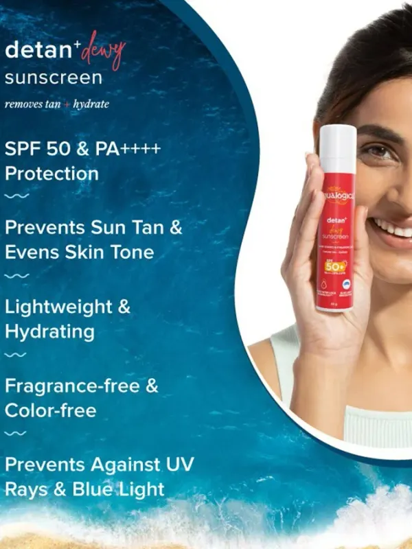 Aqualogica Aqualogica Set of 2 Detan+ Dewy SPF 50+ Lightweight No White Cast Sunscreen - 50 g each (Pack) by Myntra - image 3