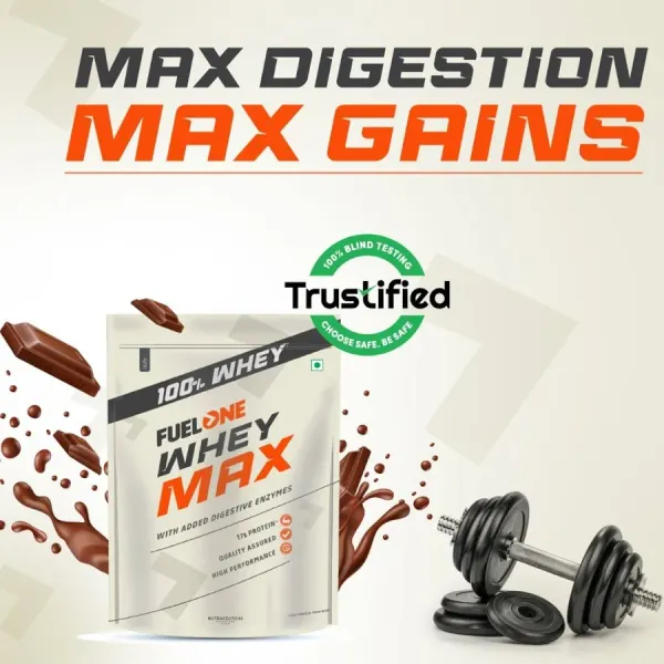 Fuel One FUELONE Whey Max Whey Protein Concentrate & Whey Protein Isolate | 27g Protein (Chocolate, 2kg / 4.4lbs) - image 7