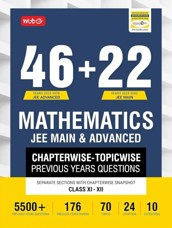 eLocalshop MTG 46 + 22 Years JEE Main and IIT JEE Advanced Previous Years Solved Question Papers with Chapterwise Topicwise Solutions Mathematics Book - JEE PYQ - image 1