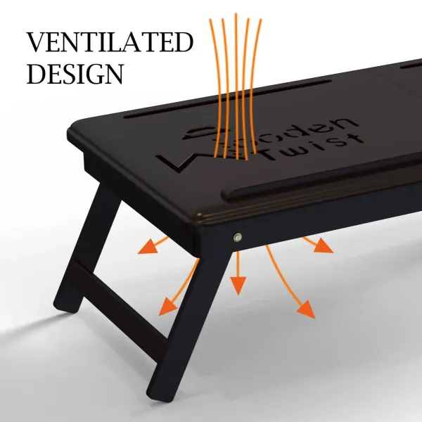 Flexi Wooden Laptop Table With Tablet & Mobile Holder (Brown) - image 13