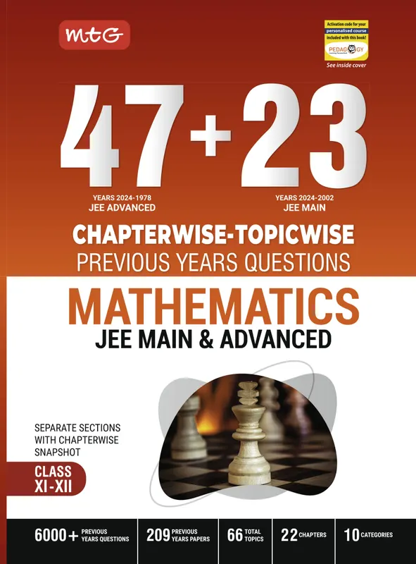 Padhega India MTG 47 + 23 Years JEE Main (2024-2002) and JEE Advanced (2024-1978) Chapter-wise Topic-wise Previous Years Solved Question Papers Mathematics Book – - image 1