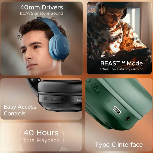 Boat boAt Rockerz 430 Wireless Bluetooth v5.4 Headphones with 40mm - image 6