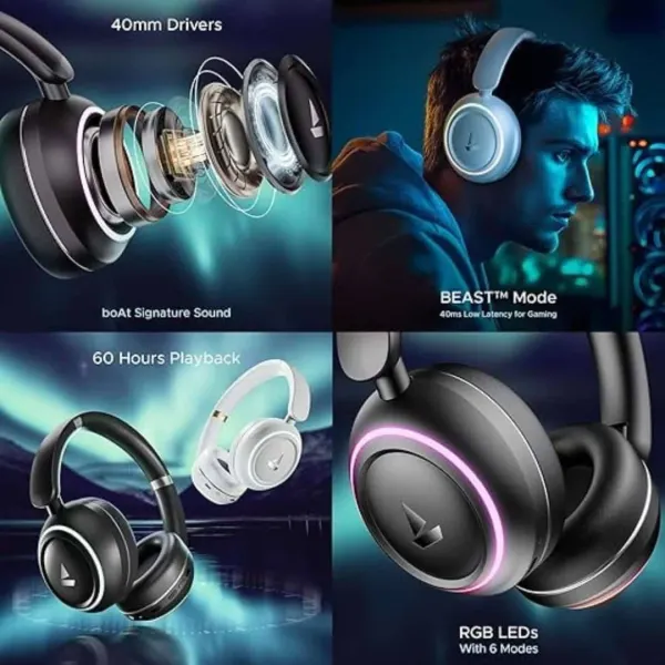 boAt Rockerz 480 W/RGB LEDs, 6 Light Modes BT V5.3 White - image 6