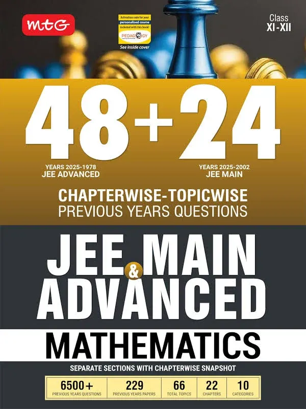 MTG Learning Media MTG 48 + 24 Years JEE Main (2025-2002) and JEE Advanced (2025-1978) Chapter-wise Topic-wise Previous Years Solved Papers Mathematics Book | PYQ - image 1